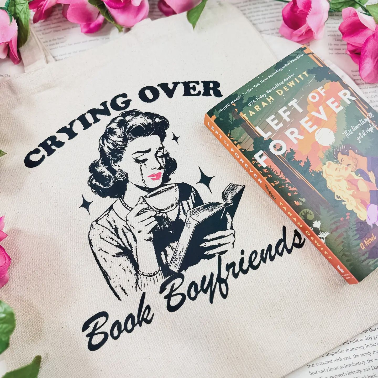 Crying Over Book Boyfriends Bookish Tote Bag