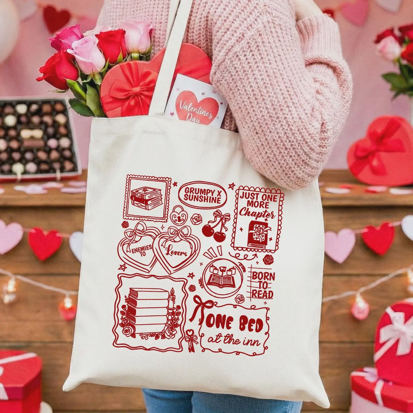 Bookish Romance Tropes Canvas Tote Bag