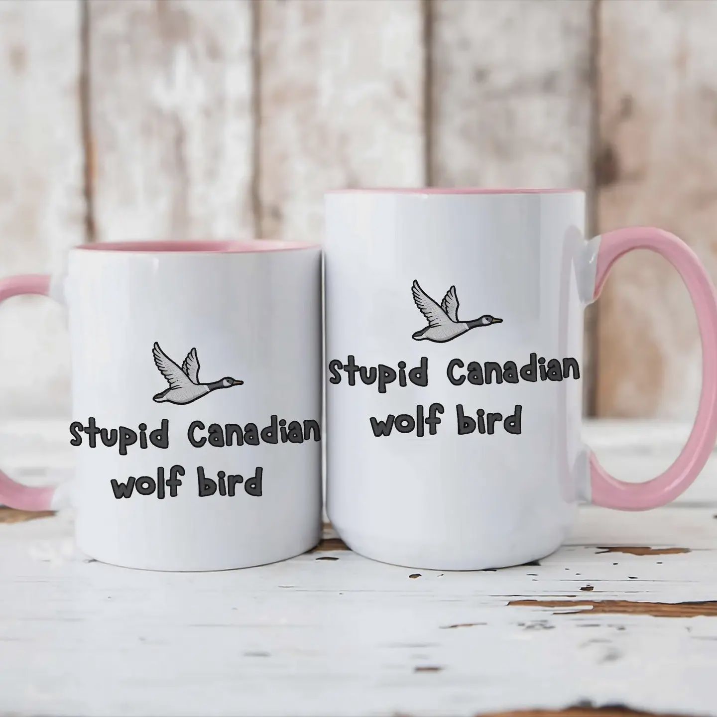 Stupid Canadian Wolf Bird Mug, Canadian Wildlife Humor