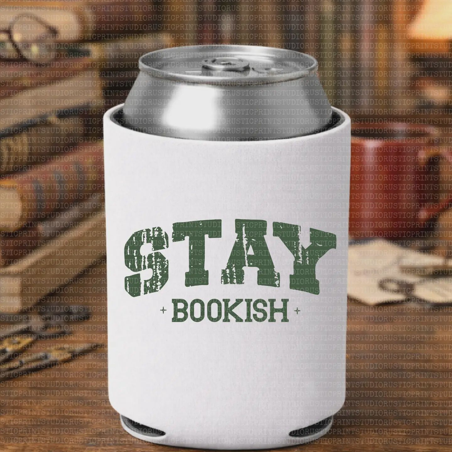Bookish Koozie Can Cooler Stay Bookish Can Cooler
