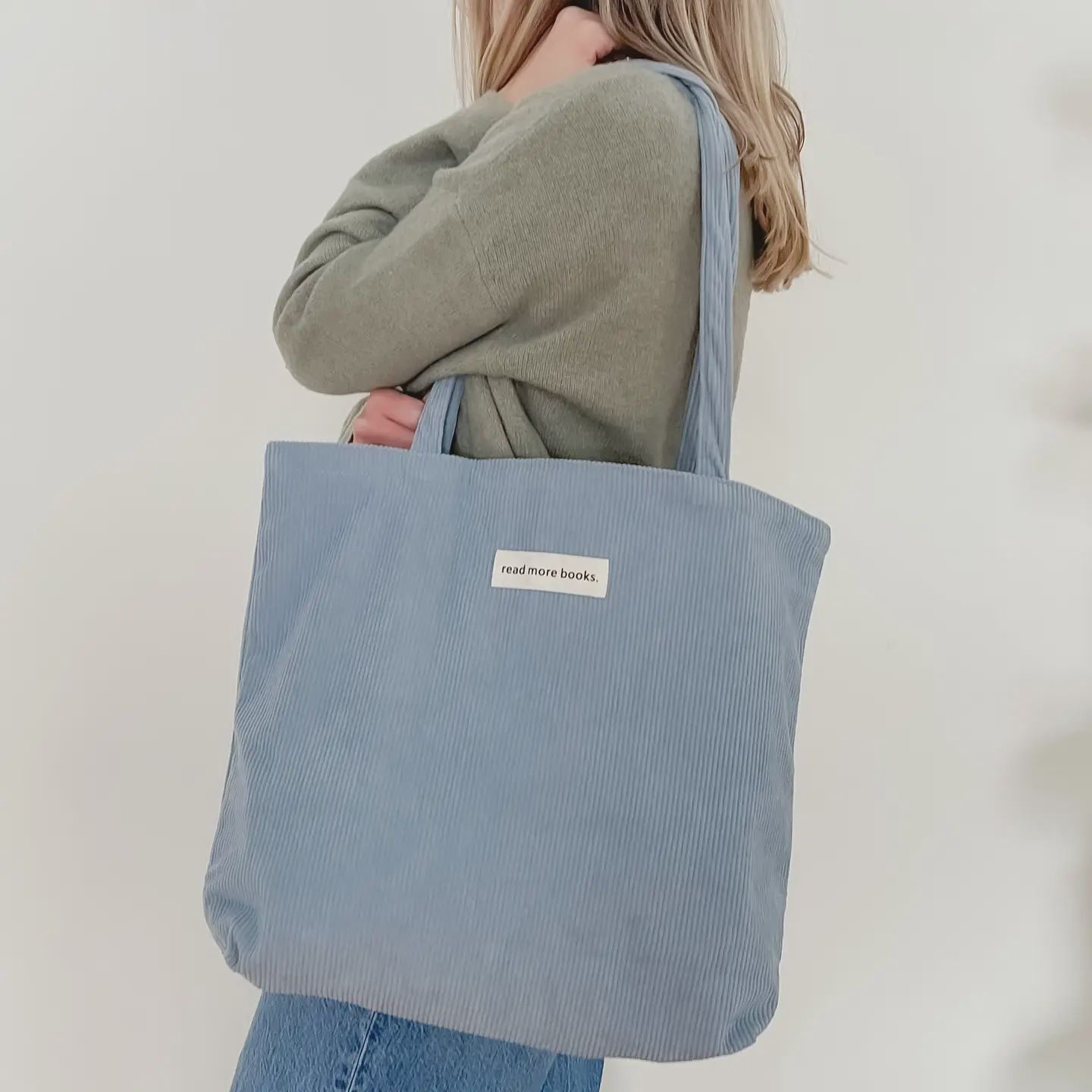 Read More Books Corduroy Tote Glacier