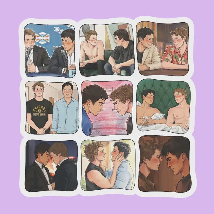 Boys Cartoon Collage Heated Rivalry Sticker