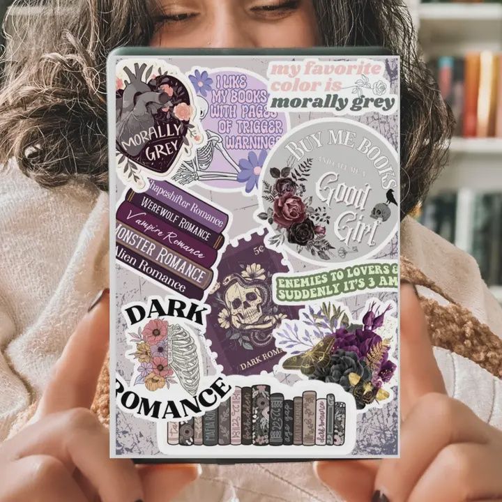 Morally Grey Dark Romance Kindle Insert with Sparkly Overlay, Dark Romance Reader Clear Case Kindle Insert