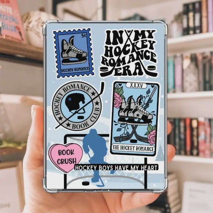 Hockey Romance Kindle Insert with Sparkly Overlay, Clear Case Kindle Paper, Booktok Sports Romance Decor