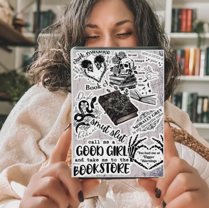 Dark Romance Kindle Insert with Sparkly Overlay, Morally Grey Bookish Clear Kindle Case Insert