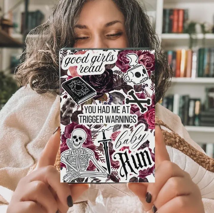 Good Girls Read Trigger Warnings Kindle Insert with Sparkly Overlay, Dark Romance Clear Kindle Case Insert