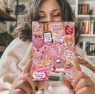 Pink Smut Romance Kindle Insert with Sparkly Overlay, Booktok Romance Reader Clear Kindle Case Insert