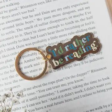 I'd Rather Be Reading Enamel Keychain