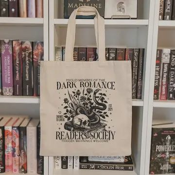 Canvas Bookish Tote Bag - Dark Romance - Gothic Skull Gift