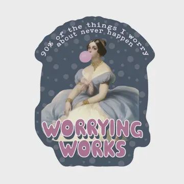 Victorian Woman Funny Worry High Quality Vinyl Sticker