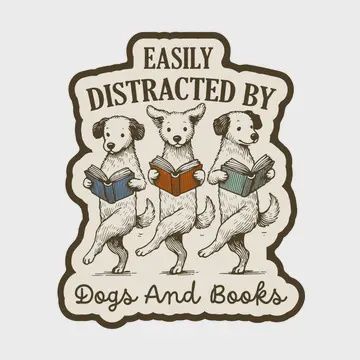Funny Cute Dog Puppy Book Reading High Quality Vinyl Sticker