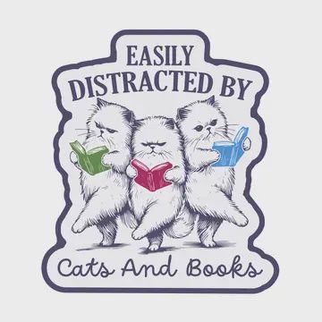 Adorable Kitty Cat Book Read High Quality Vinyl Sticker