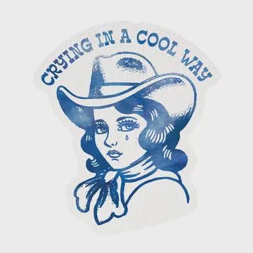 Crying Cowgirl Retro Western High Quality Vinyl Sticker
