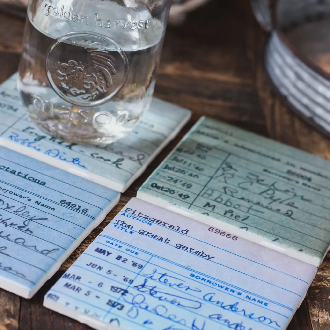 Vintage Library Card Coasters