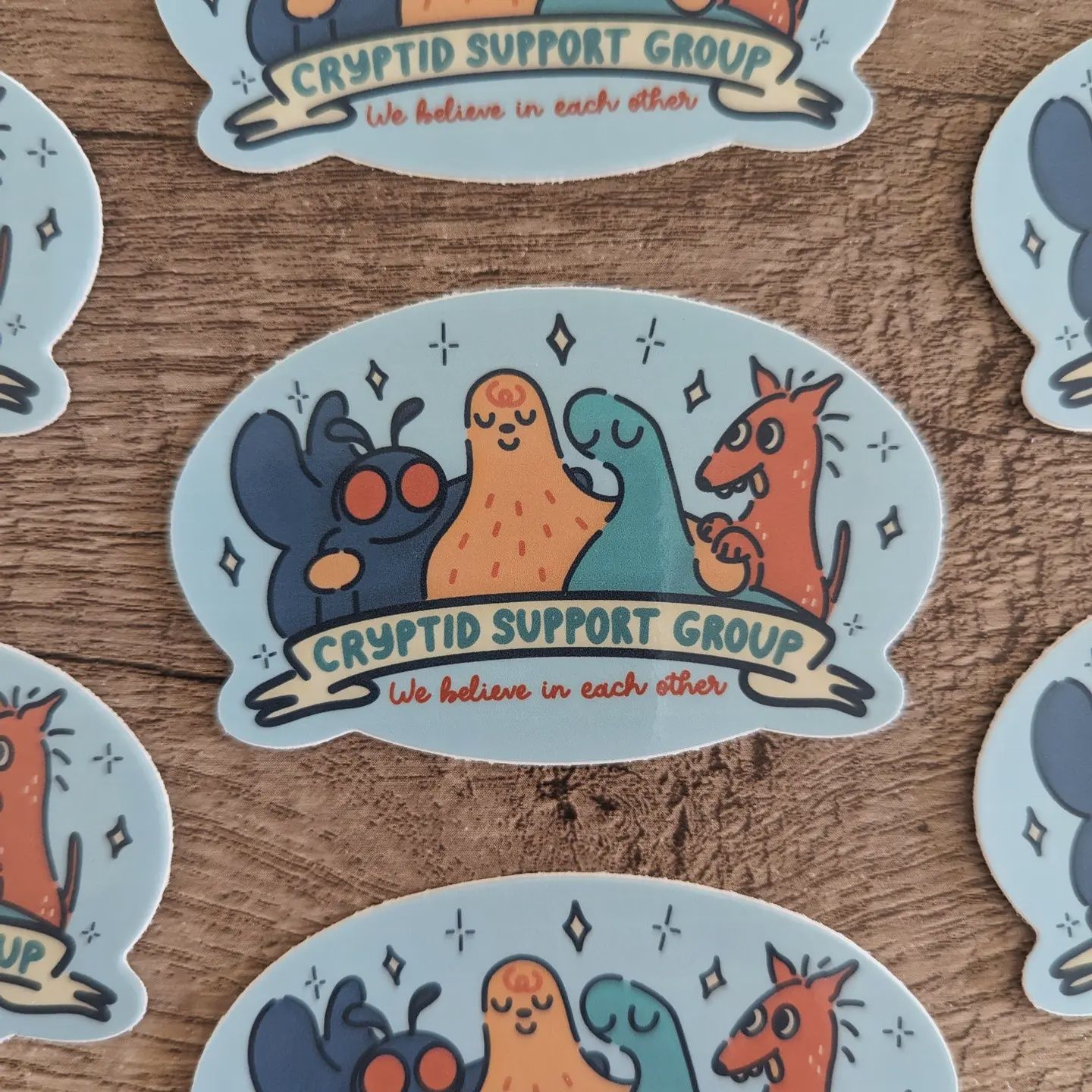 Cryptid Support Group - Cute Sasquatch Mothman Vinyl Sticker
