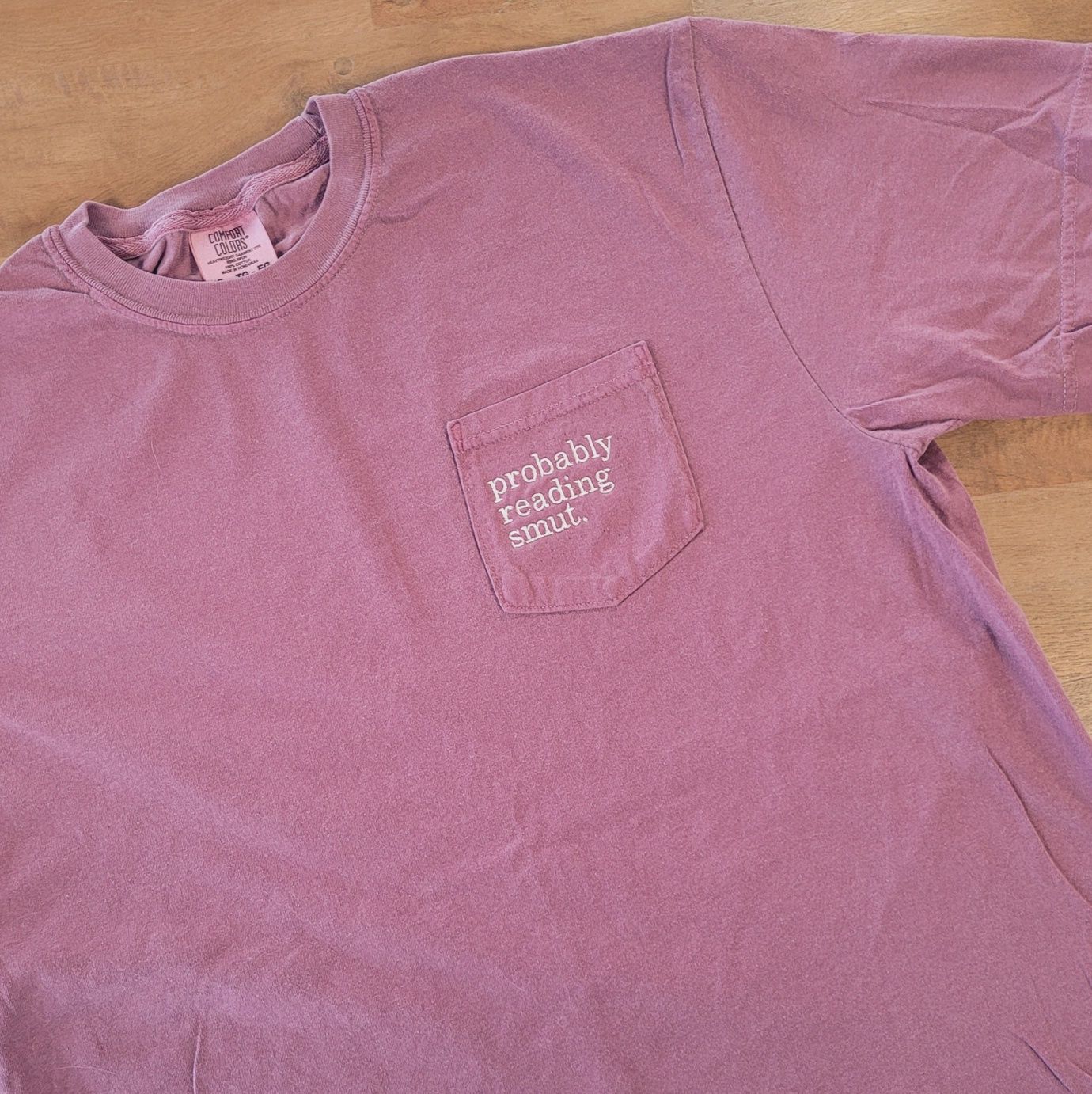 Embroidered Probably Reading Smut Pocket Tee Bookish Tshirt