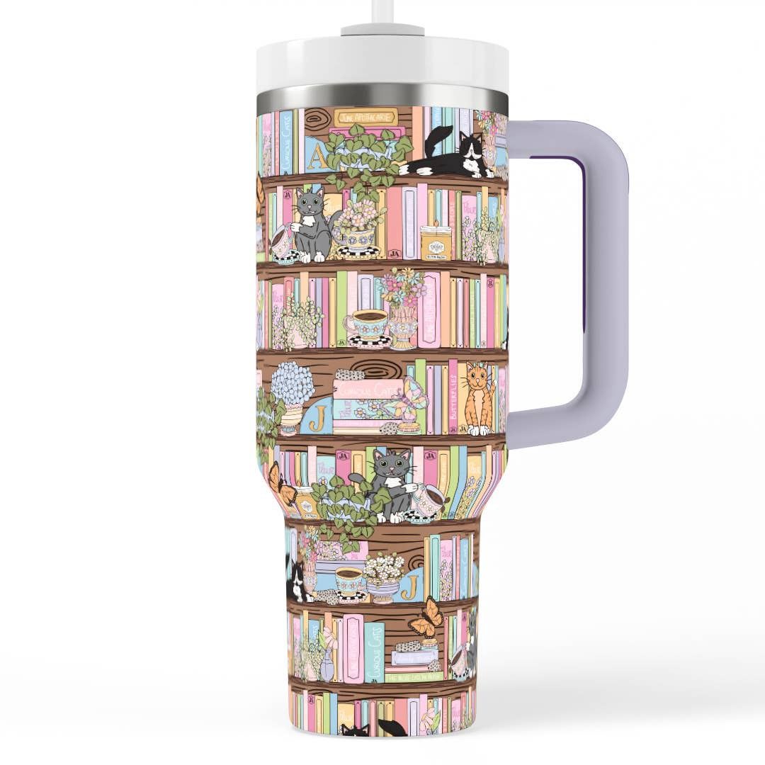 The Bookshelf 40 oz Insulated Handle Tumbler