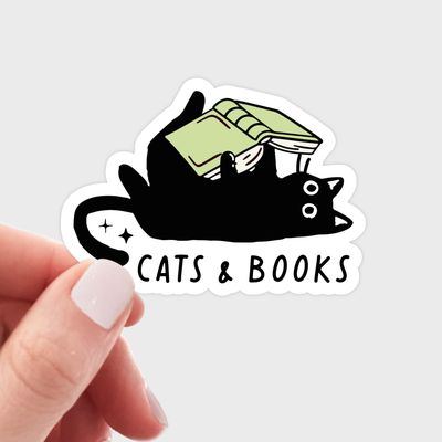Cats &amp; Books Sticker - book shop, bookstore, reading, kitty