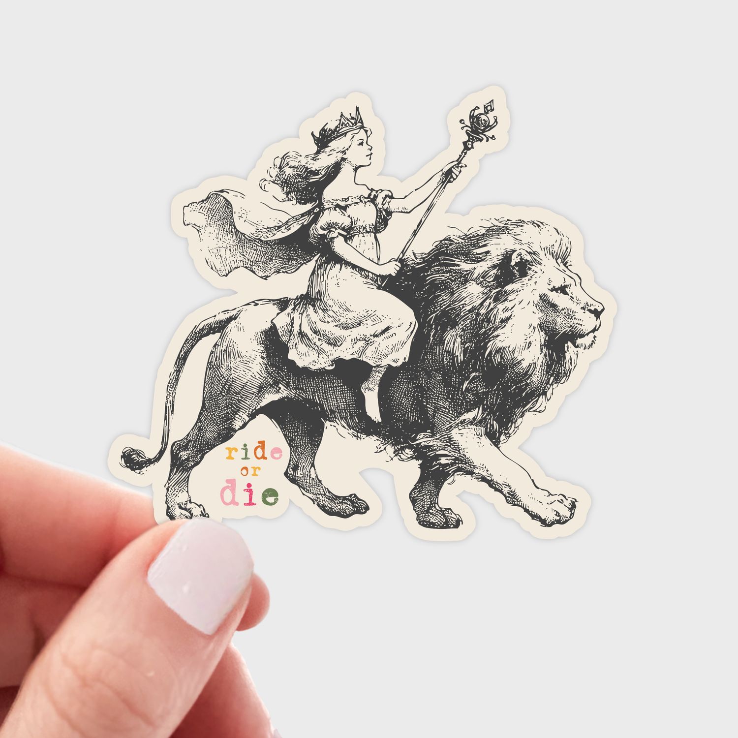 Ride or Die Sticker - feminist, female, queen, lion, strong