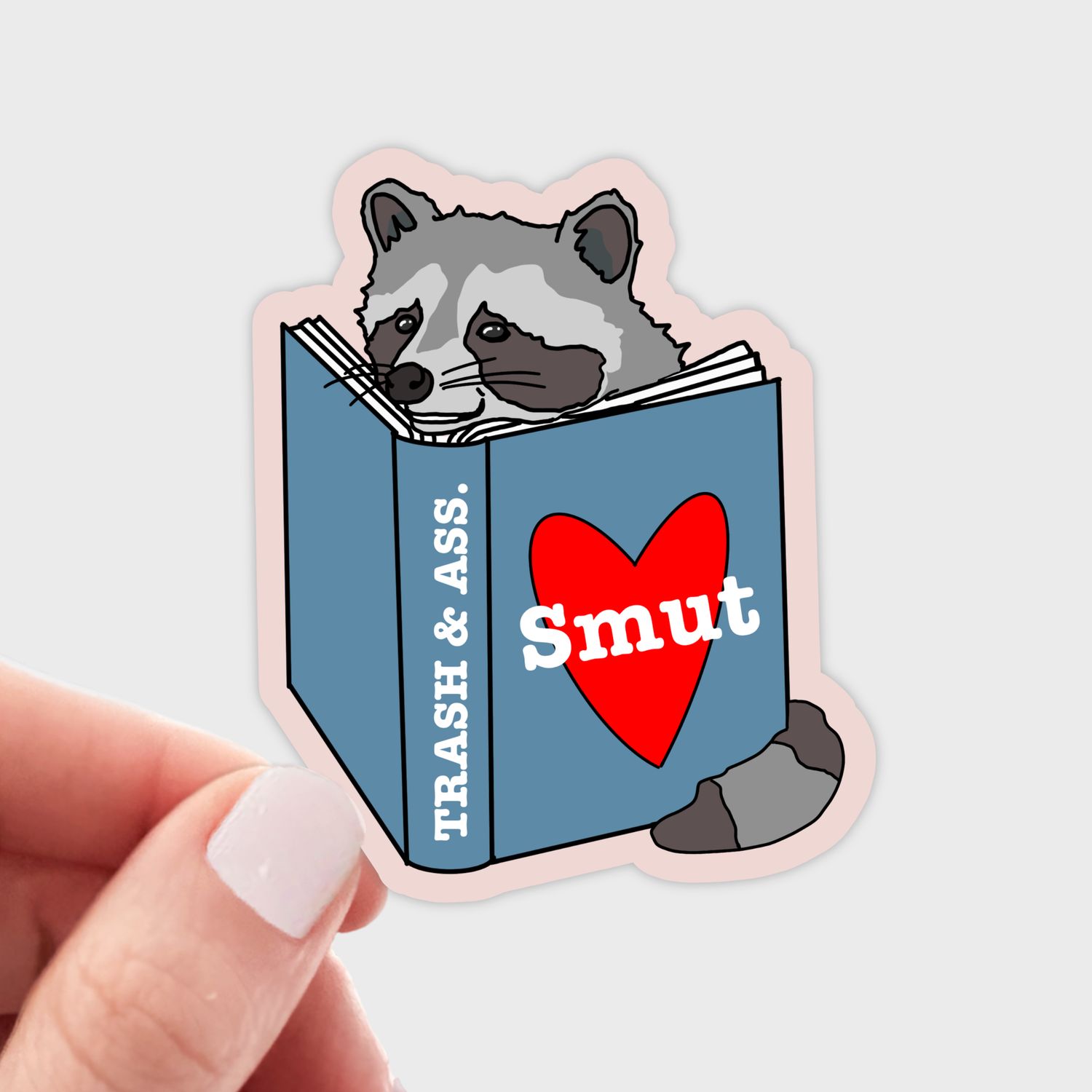 Trash and Ass Sticker - raccoon, library, books, smut