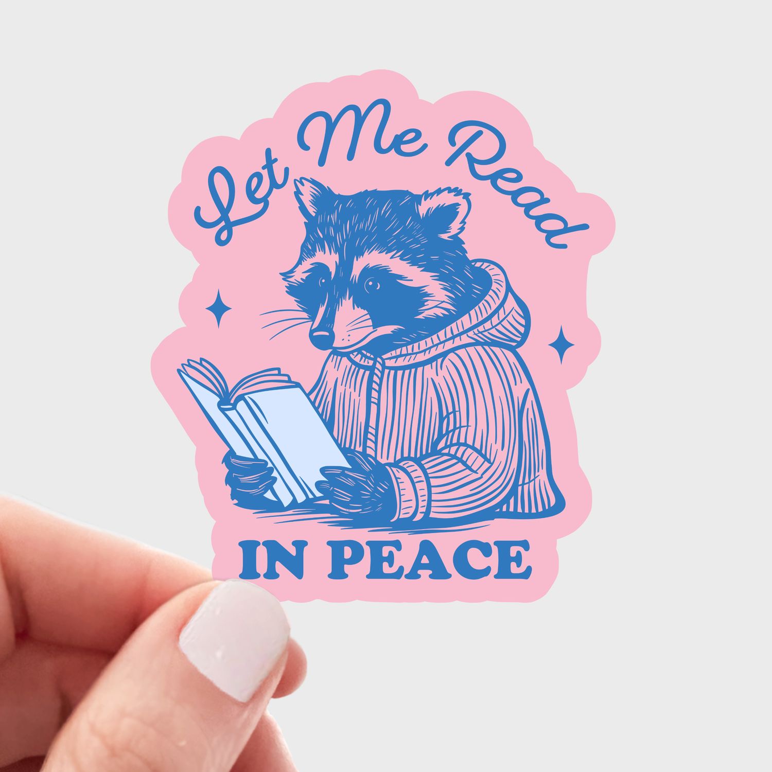 Let Me Read in Peace Sticker - raccoon, library, books