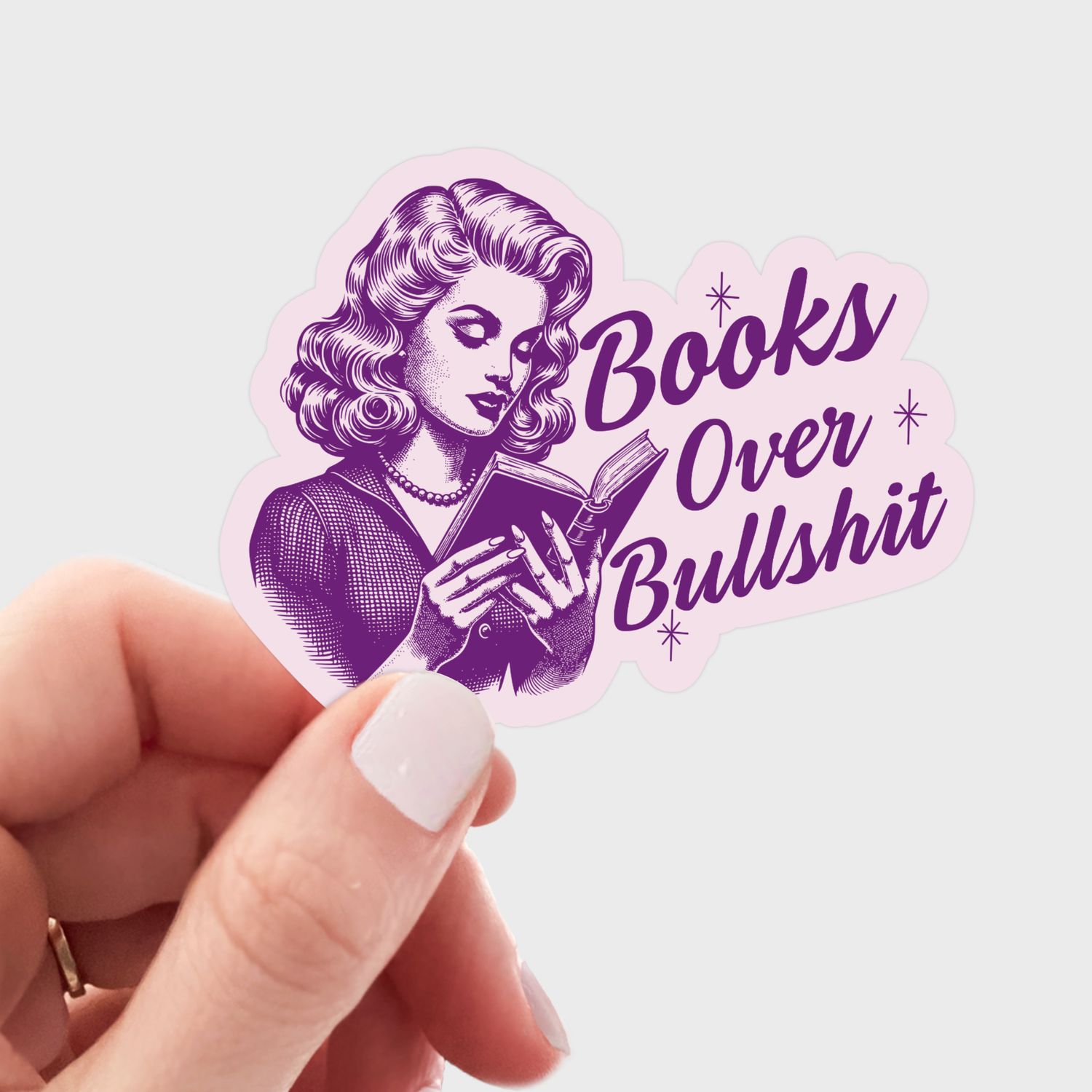 Books Over Bullshit Sticker - book shop, bookstore, library