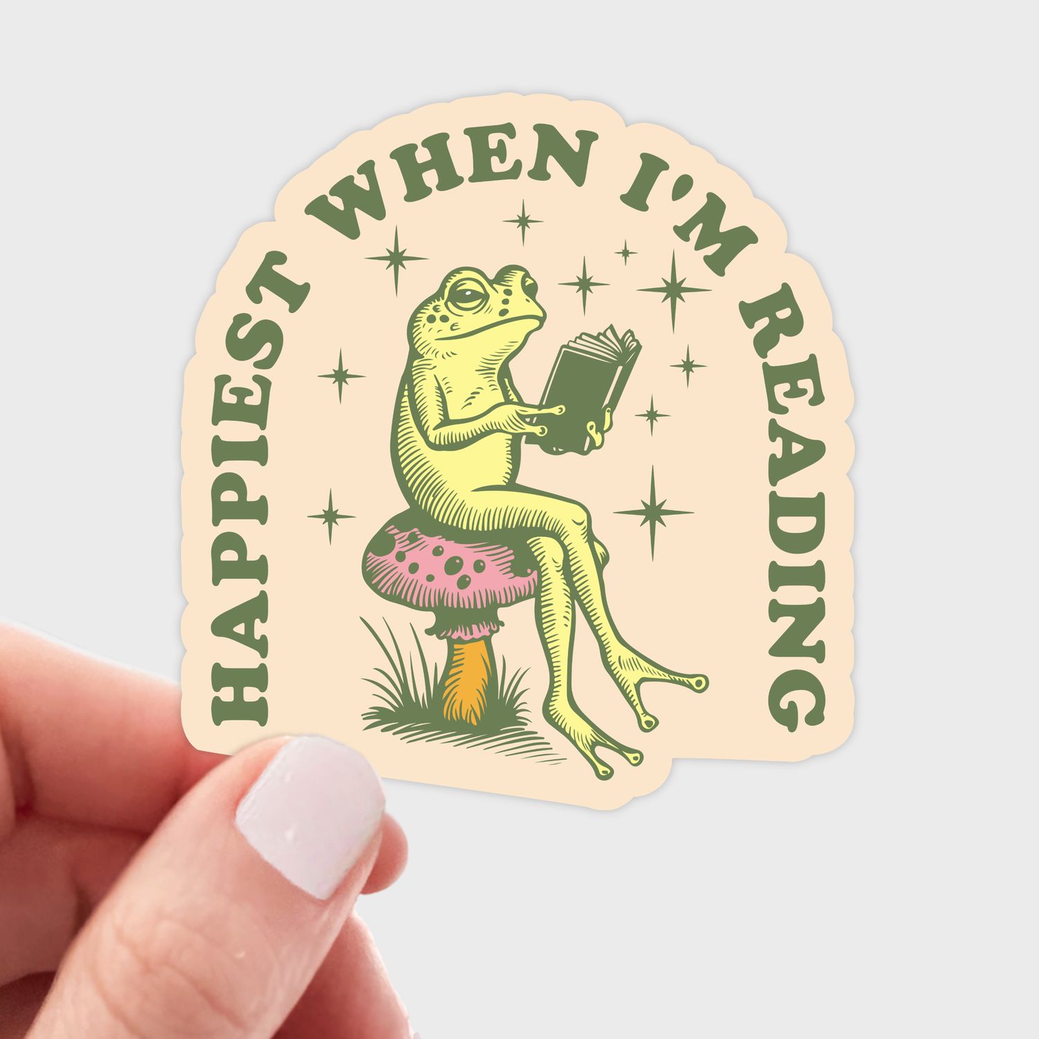 Happiest When I'm Reading Sticker - library, books, frog(1)