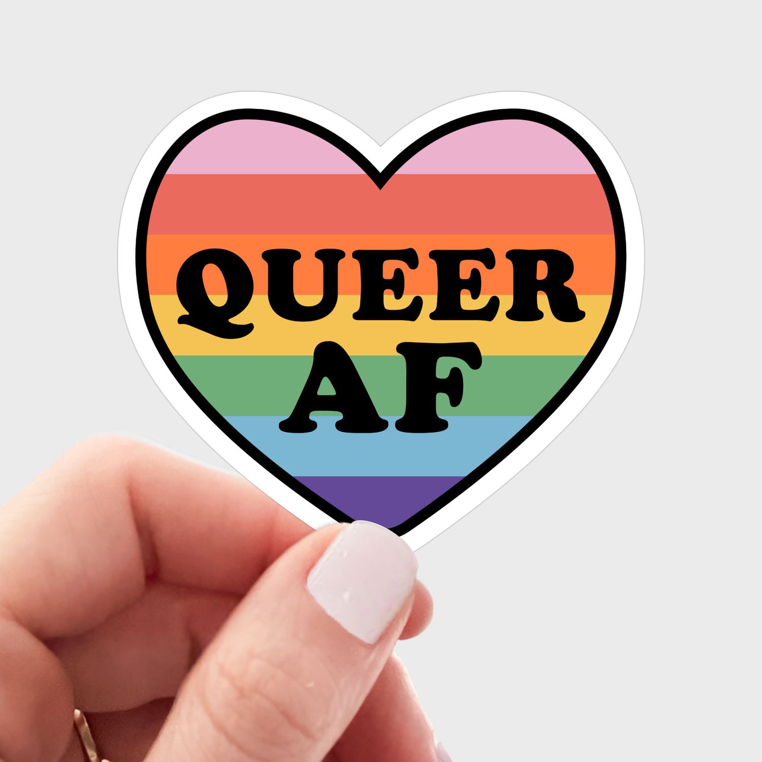Queer AF Sticker - rainbow, pastels, love is love, LBGTQ