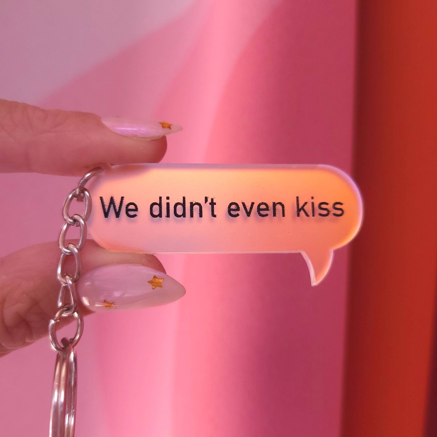 "We didn't even kiss" - Heated Rivalry Iridescent Keychains, Style: Painted - Frosted Iridescent