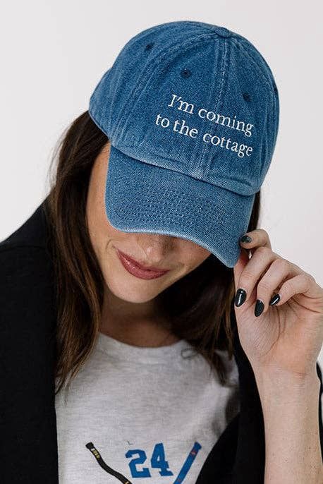 I'm coming to the cottage hat in denim
