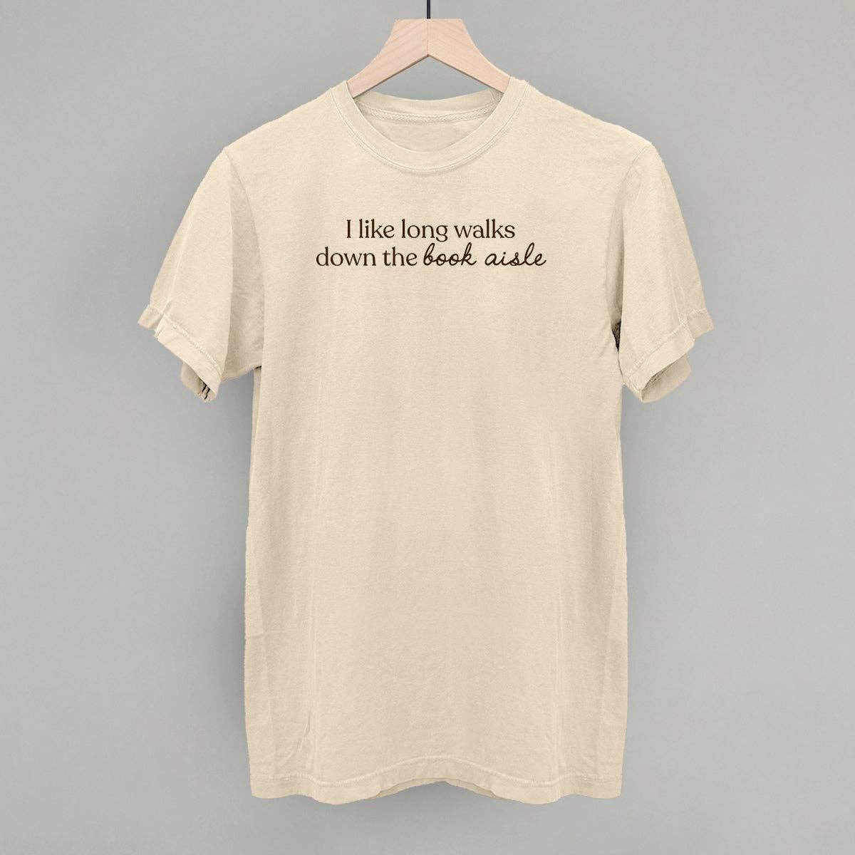 I Like Long Walks Down The Book Aisle, Color: Ivory, Size: M, Style: Comfort Colors Tee