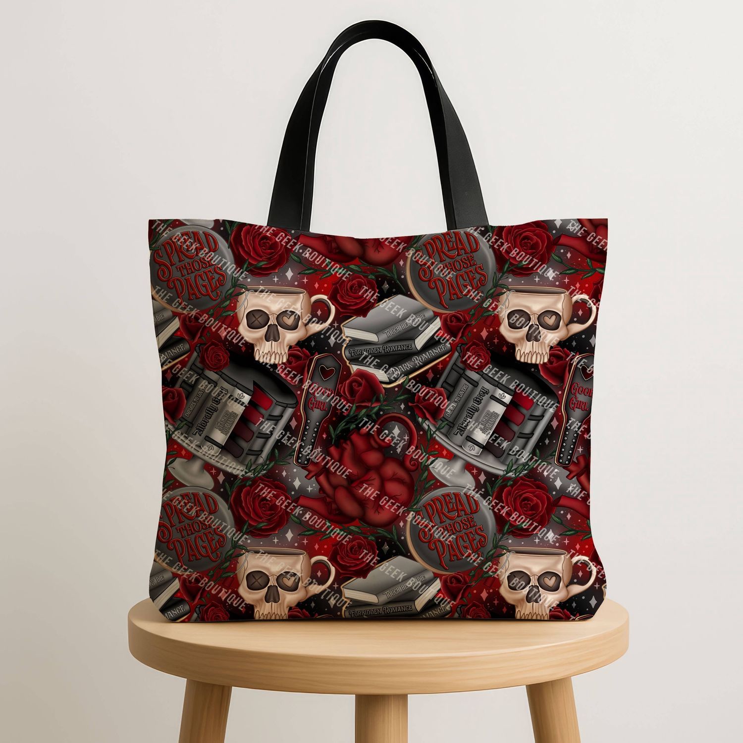 Dark Romance Spread Pages Naught Book Large Zipper Tote Bag(1)