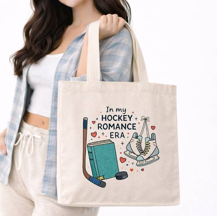 Hockey Romance Era Book Lover Canvas Tote Bag 