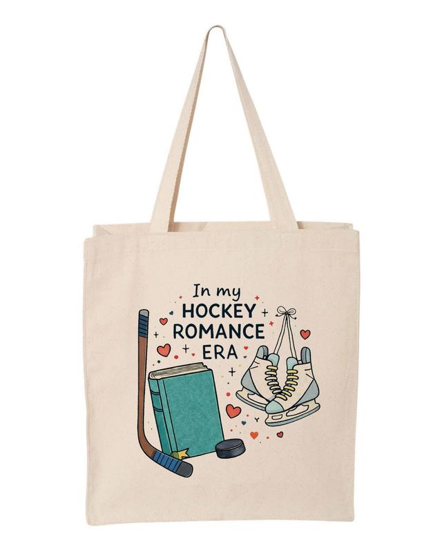 Hockey Romance Era Book Lover Canvas Tote Bag 