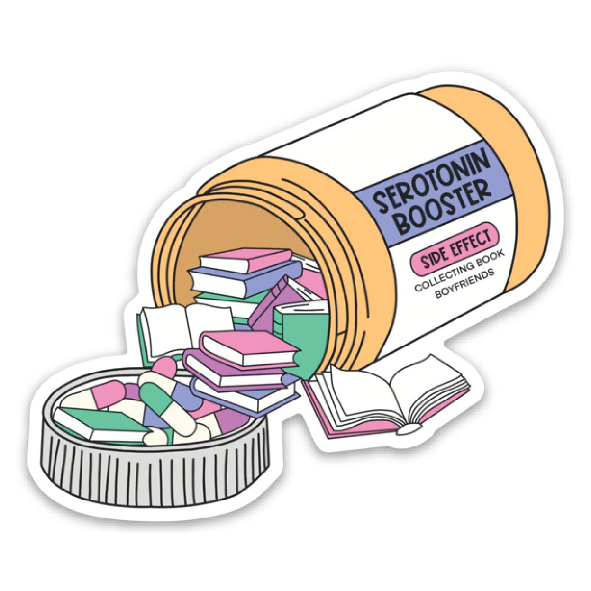 Books Serotonin Booster Die Cut Sticker