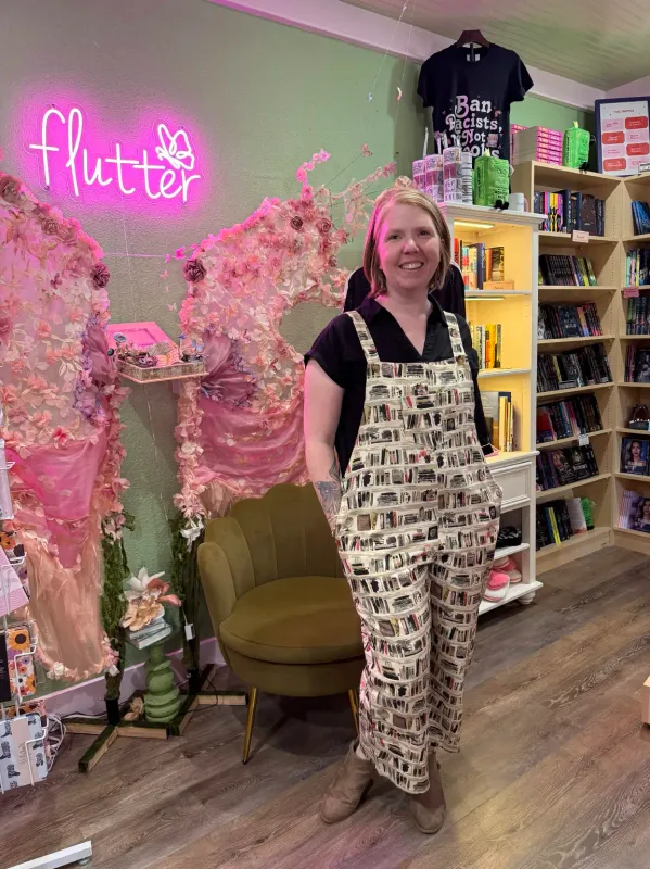 VINTAGE LIBRARY PRINT OVERALLS