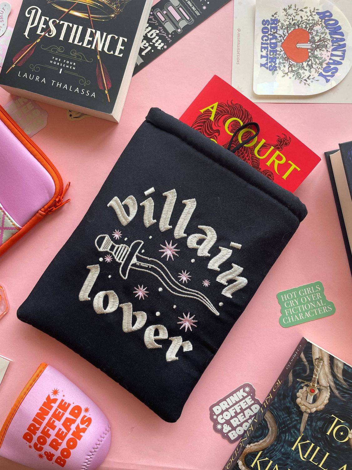 Villain Lover Embroidered Book Sleeve &amp; Kindle Sleeve(1), Size: Book Sleeve