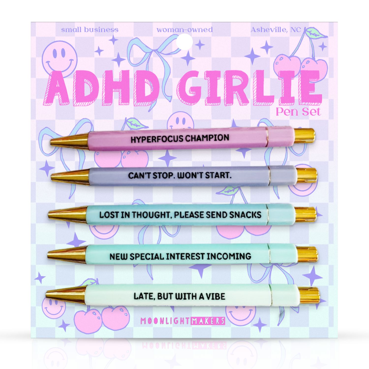 ADHD Girlie - Pen Set - Funny Gift, Neurodivergent 