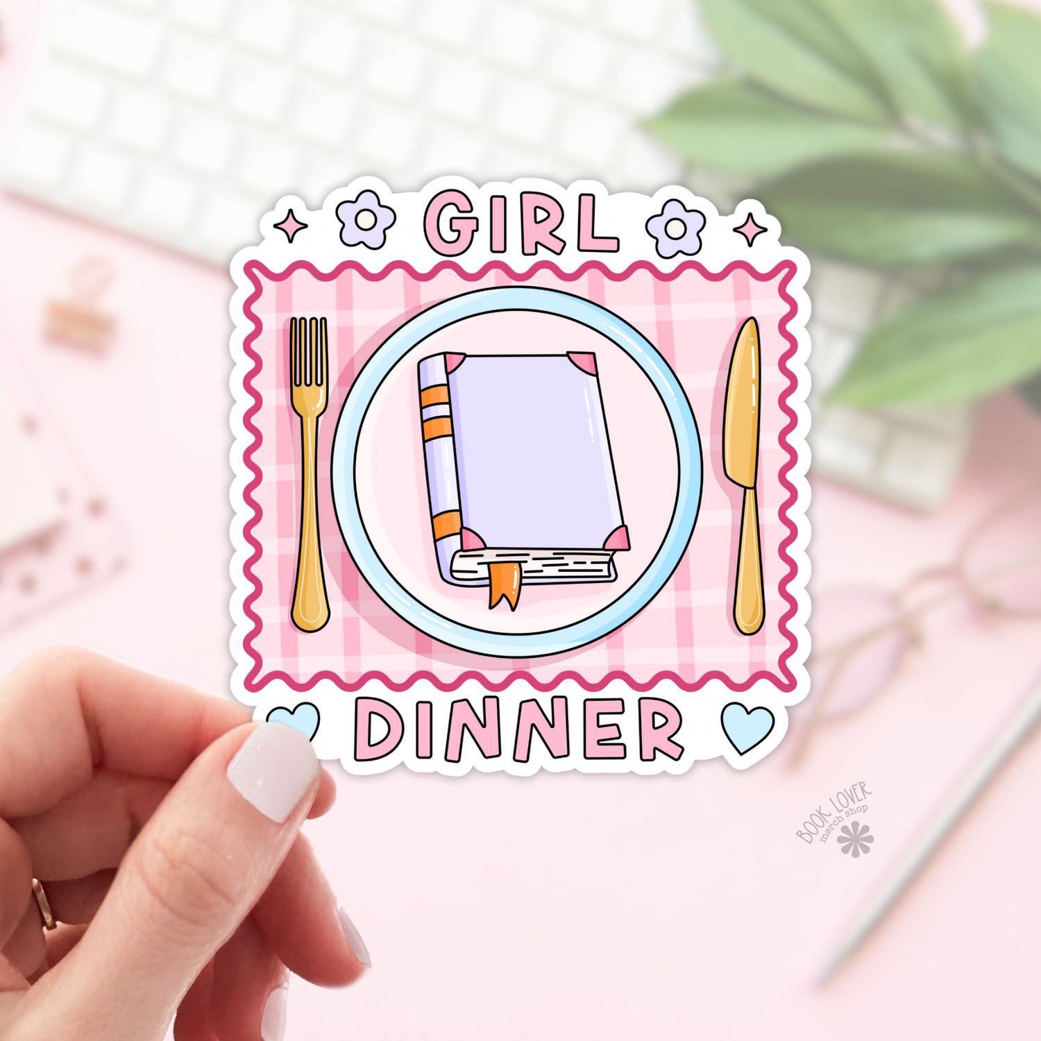 Girl Dinner Stickers / Bookish Stickers / Book Lover Gift, Size: 2''