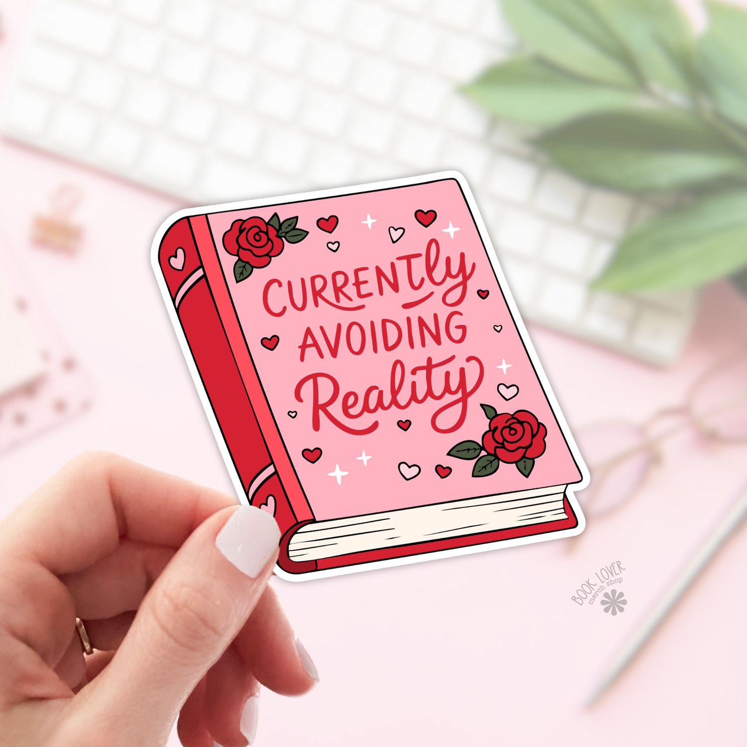 Currently Avoiding Reality Stickers / Bookish Stickers , Size: 2''