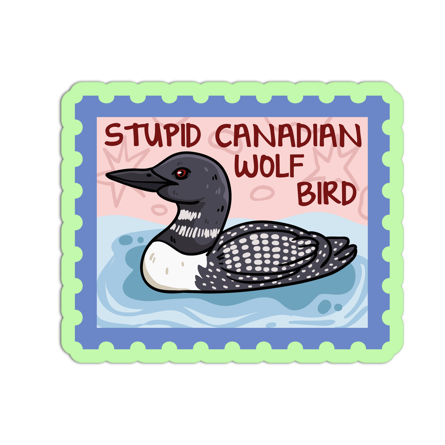 Stupid Canadian Wolf Bird Textured Stickers