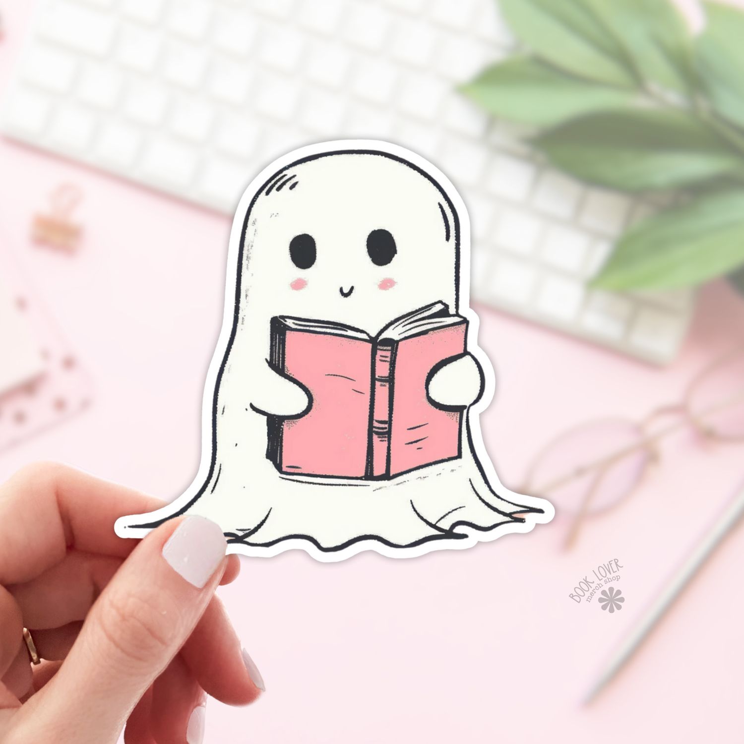 Ghost Reading Book Stickers / Bookish Stickers / Book Lover , Finish: Matte Stickers 2''