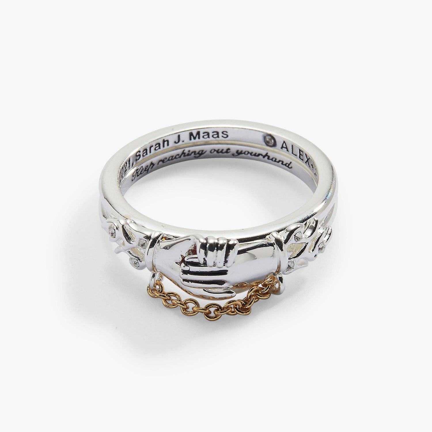 A Court of Thorns and Roses 'Keep Reaching Out Your Hand' Nesta &amp; Cassian Ring Set of 2, Finish: Two Tone