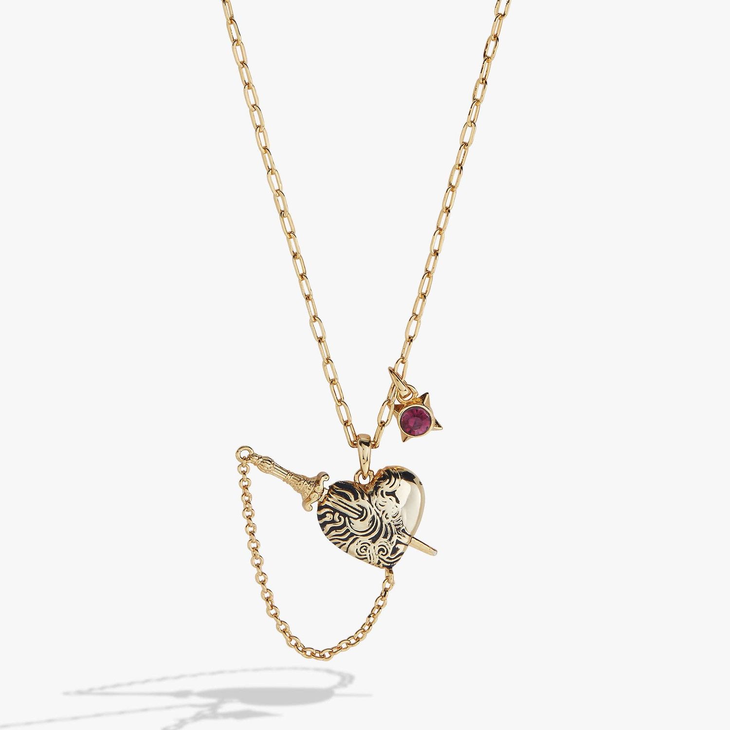 ACOTAR Wings and Ruin Sliding Dagger Heart Necklace, Finish: Gold