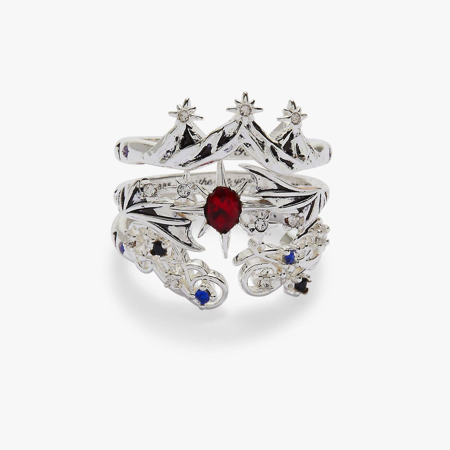 A Court of Thorns and Roses™ Bat Boys Ring Set of 3, Finish: Silver, Ring size: 7
