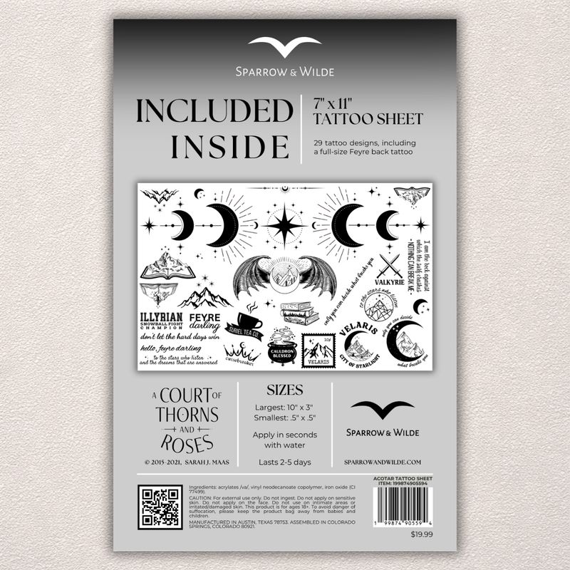 Temporary Tattoo Sheet | ACOTAR