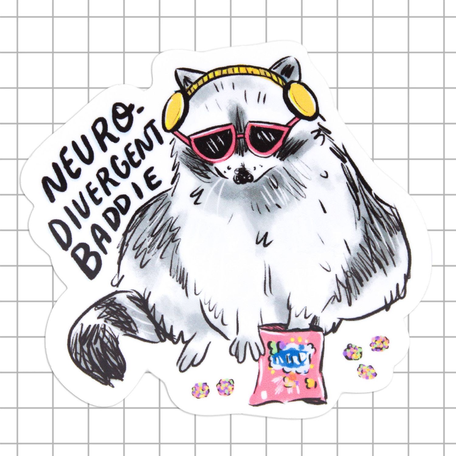 Neurodivergent Raccoon Vinyl Sticker