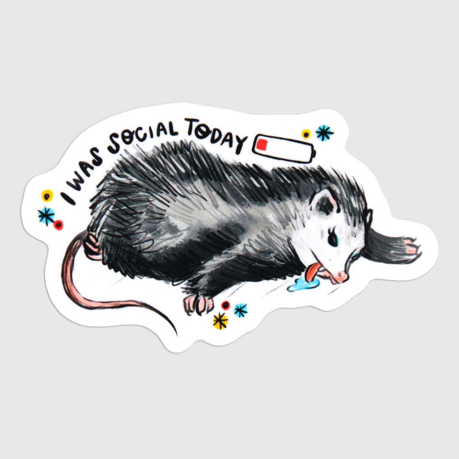 Socially Drained Possum Vinyl Sticker