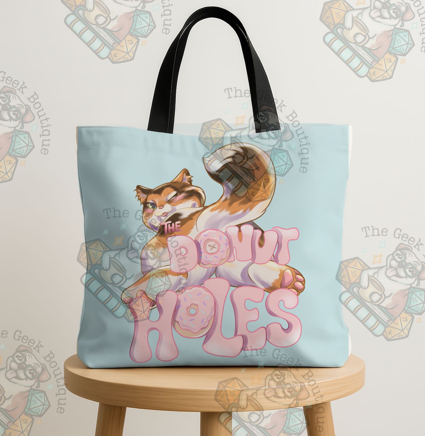 The Donut Holes AQUA DCC Book Large Zipper Tote Bag