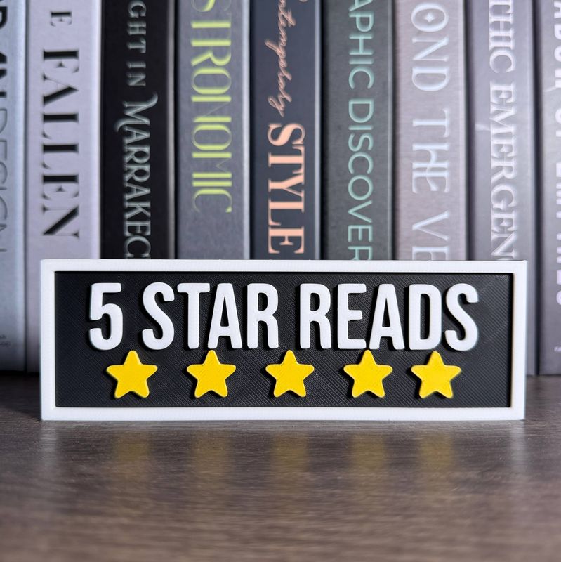 5 Star Reads Rating Sign | Bookshelf Decor